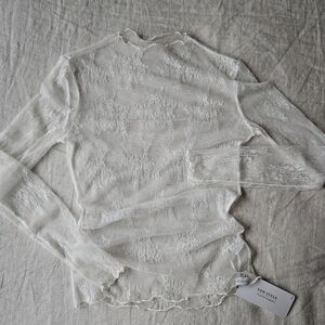 Sheer White Lace Long Sleeve Top